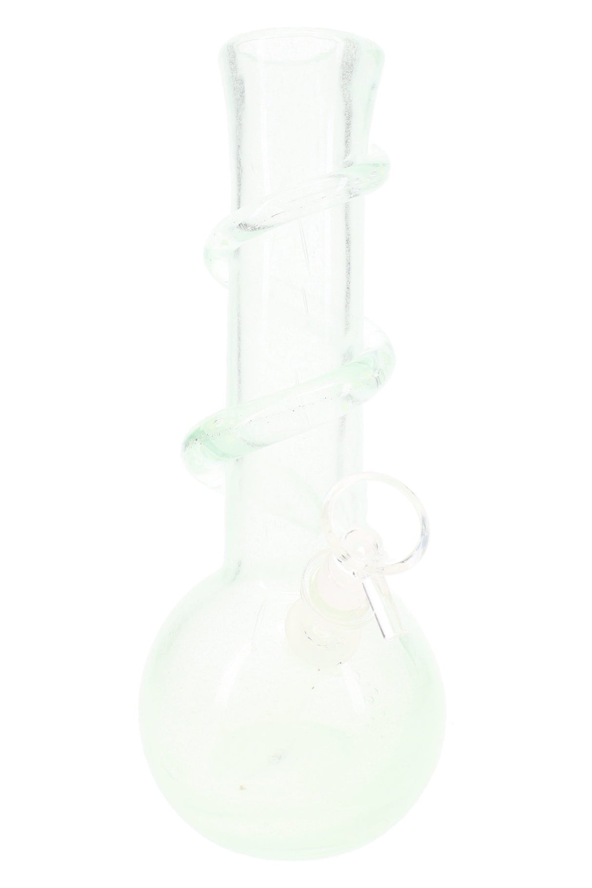 Soft Glass Round-Base Bong “Luna Loop” – UV-Reactive Spiral – Assorted Colors