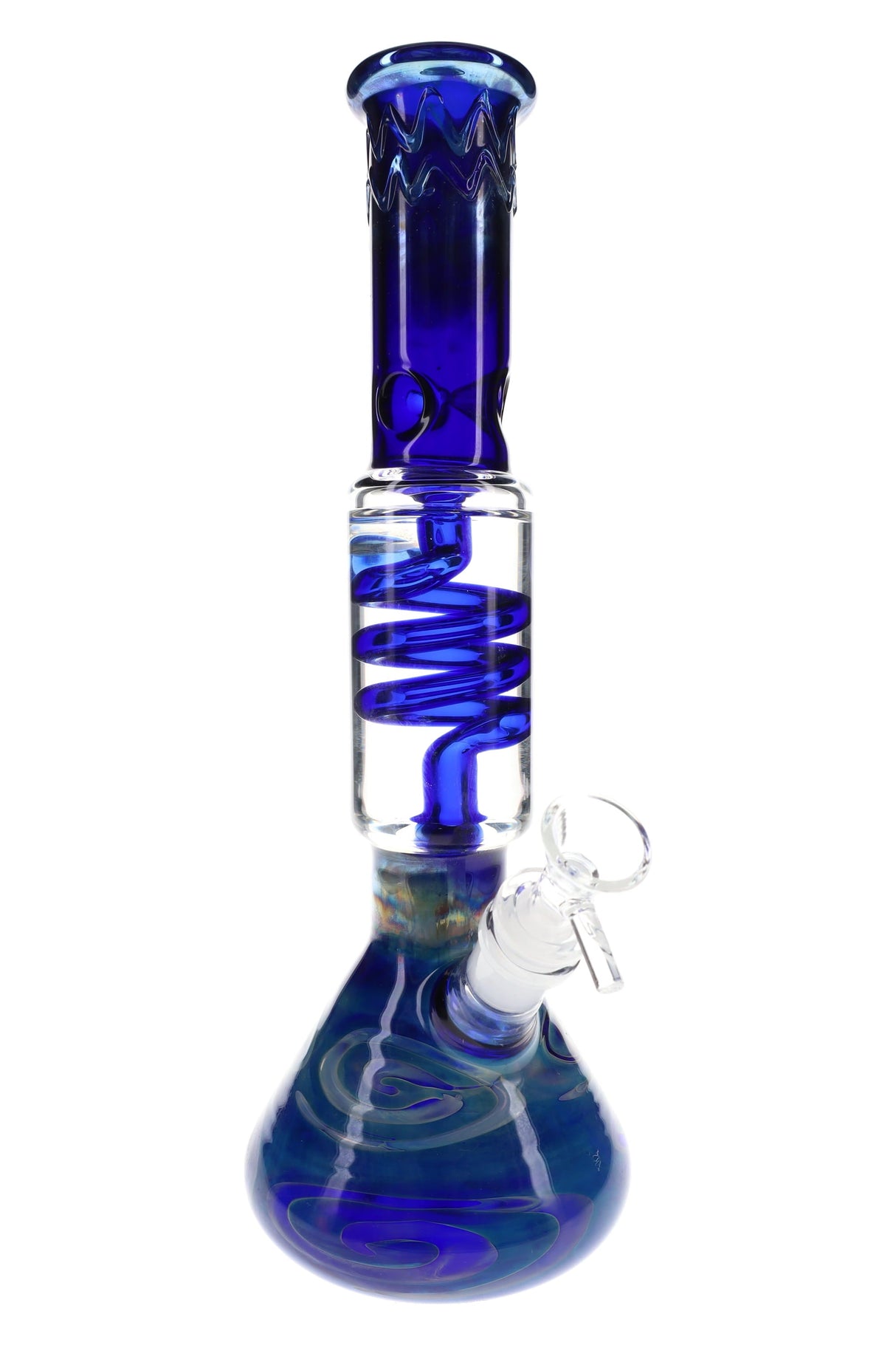 Silver Fumed Beaker Bong “Coil Cruiser” – 12″ – Assorted Colors