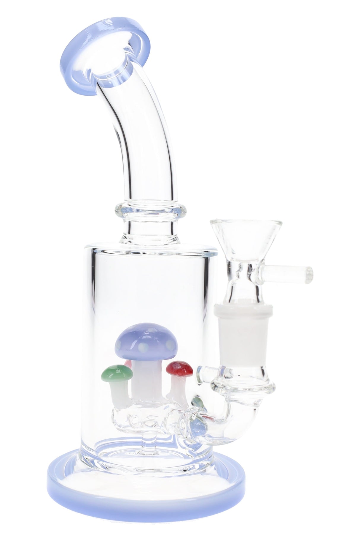 Glass Straight Tube Bong “Shroom Bloom” – Mushroom Perc – 7″ – Assorted Colors