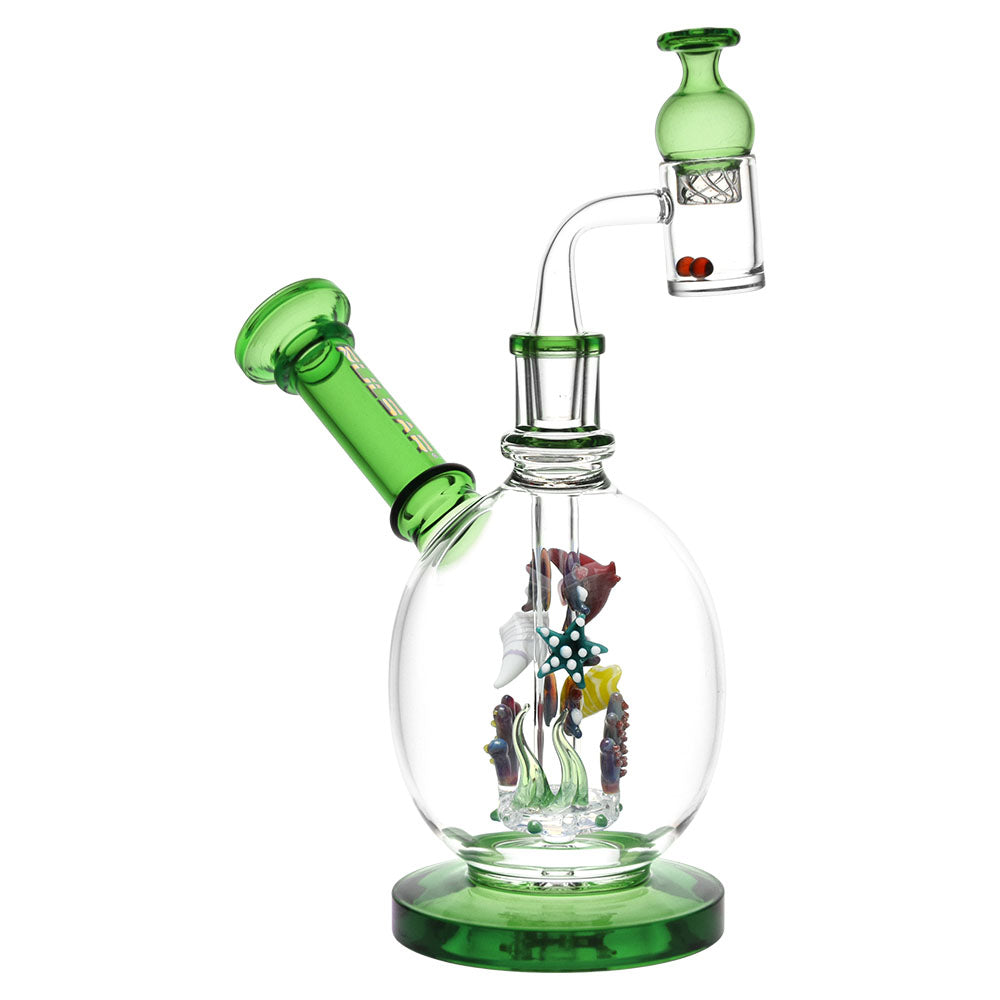Pulsar Aquatic Fantasy Glass Dab Rig in Green, 6.5" with Borosilicate Glass, Front View