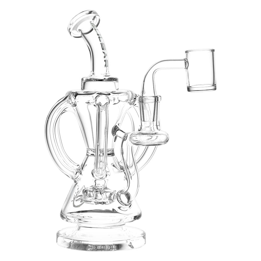 Pulsar Six-Arm Recycler Rig - 8" Clear with 14mm Female Joint - Front View on White Background