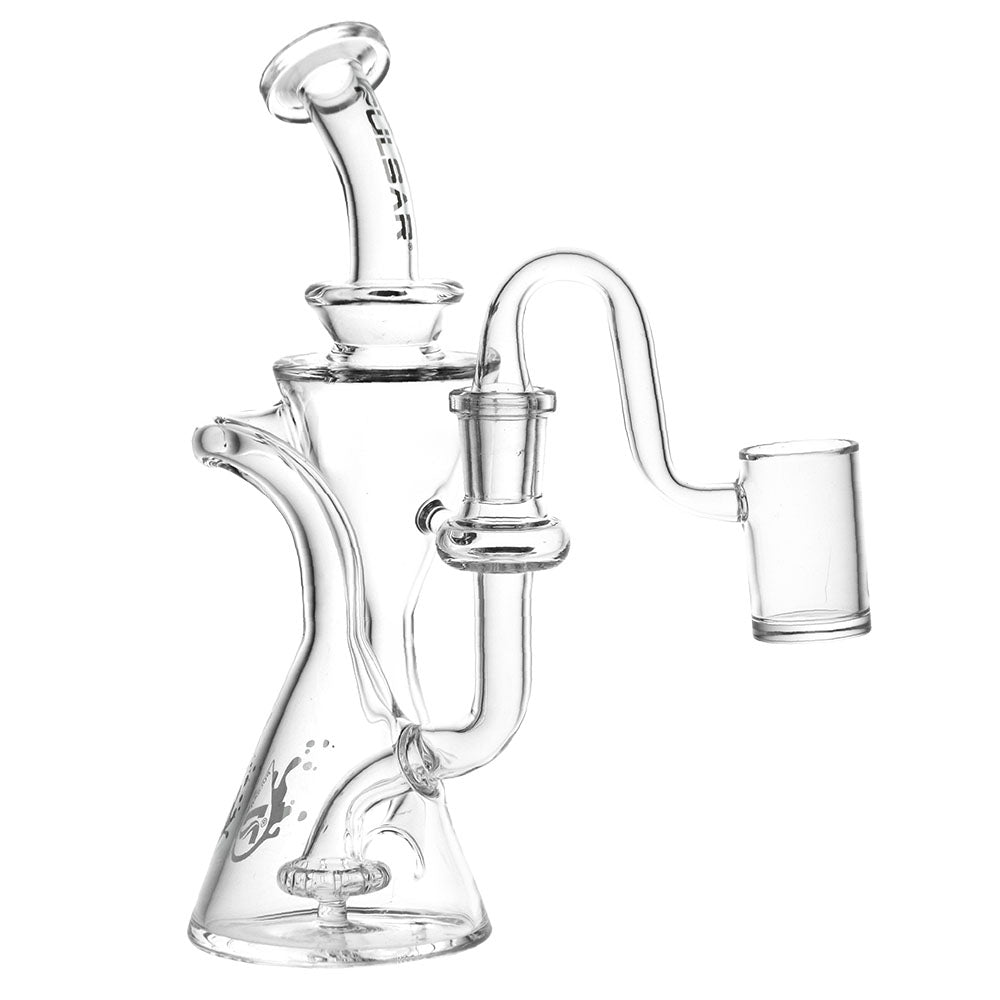Pulsar Clear Opposed Cones Recycler Dab Rig, 7.5" with 14mm Female Joint, Front View
