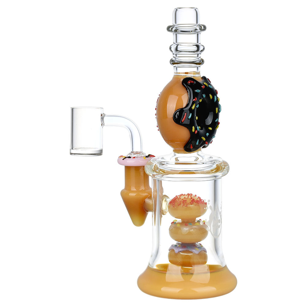 Pulsar Oodles Of Donuts Rig featuring 14mm female joint, colored glass accents, front view on white background.