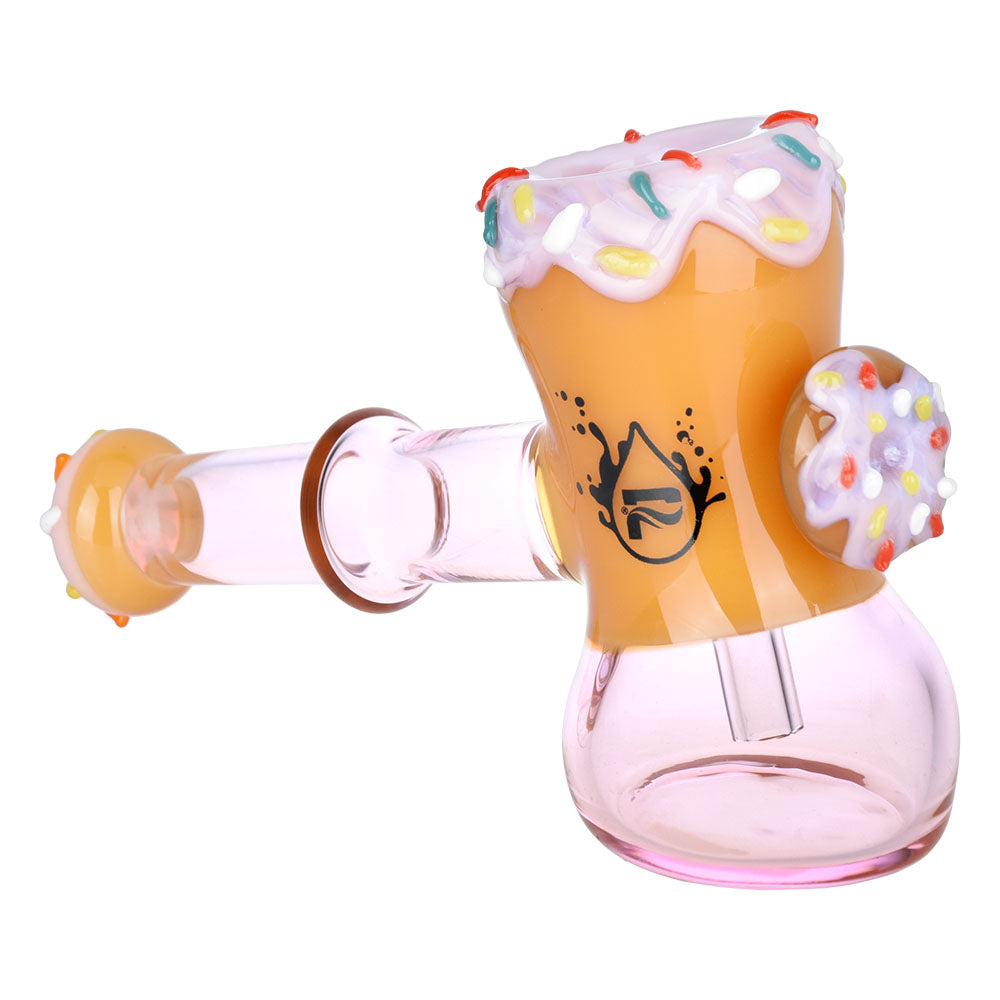 Pulsar Donut Hammer Bubbler in Strawberry, 5" with Borosilicate Glass, Side View