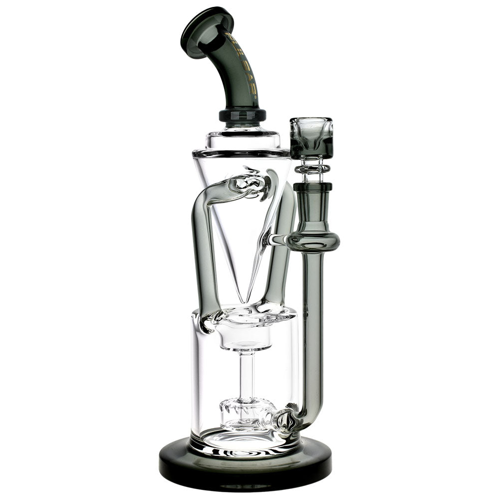 Pulsar Gravity Drip Recycler Water Pipe, 10.25" tall, 14mm female joint, front view on white background