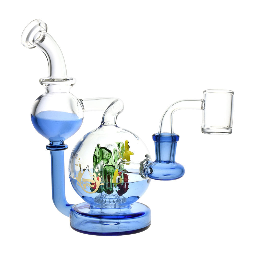 Pulsar Sea Globe Recycler Dab Rig with intricate glasswork and 14mm female joint - front view