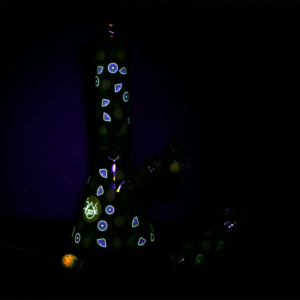 Pulsar Pineapple Express Glow Duo Herb Pipe, 10" 14mm F, with Borosilicate Glass, Front View