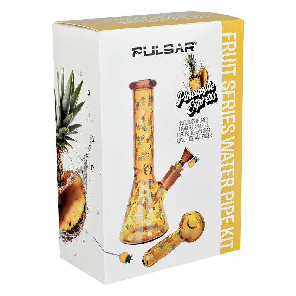 Pulsar Pineapple Express Herb Pipe with 14mm joint and borosilicate glass, front view on white background