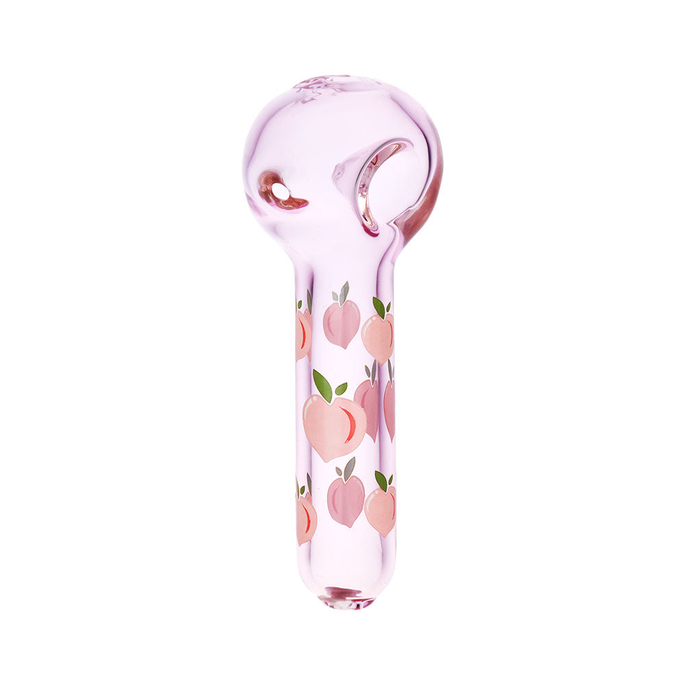 Pulsar Peaches & Cream Herb Pipe with peach designs, front view on white background