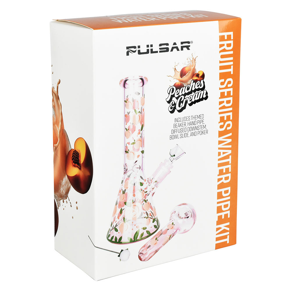 Pulsar Fruit Series Peaches & Cream Bong and Pipe Kit with 14mm Joint - Front View