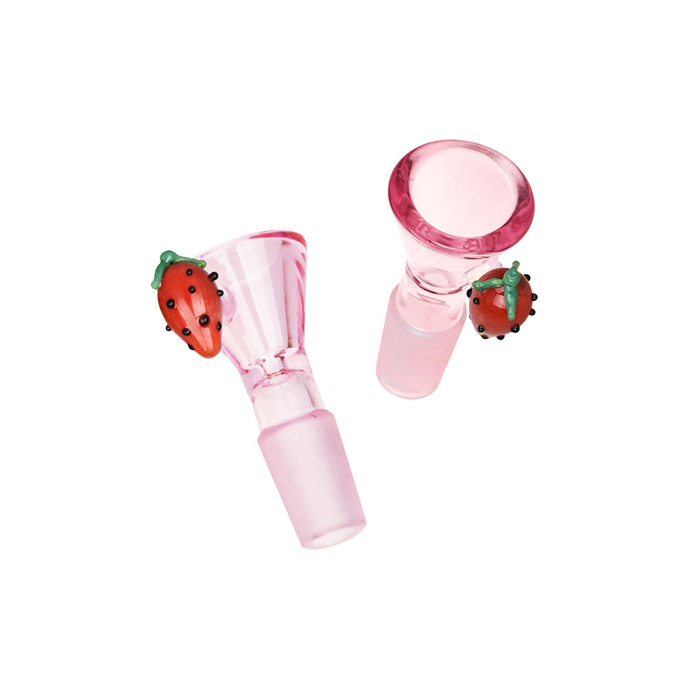 Pulsar Strawberry Cough Herb Pipe in Glow Duo, 10" 14mm Female Joint, with Strawberry Detail