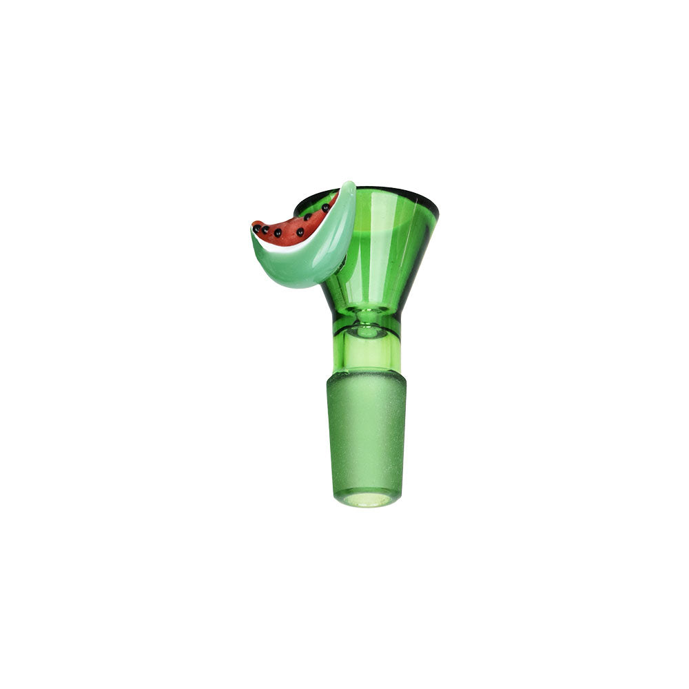 Pulsar Watermelon Zkittles Herb Pipe in vibrant green, front view, with 14mm joint size