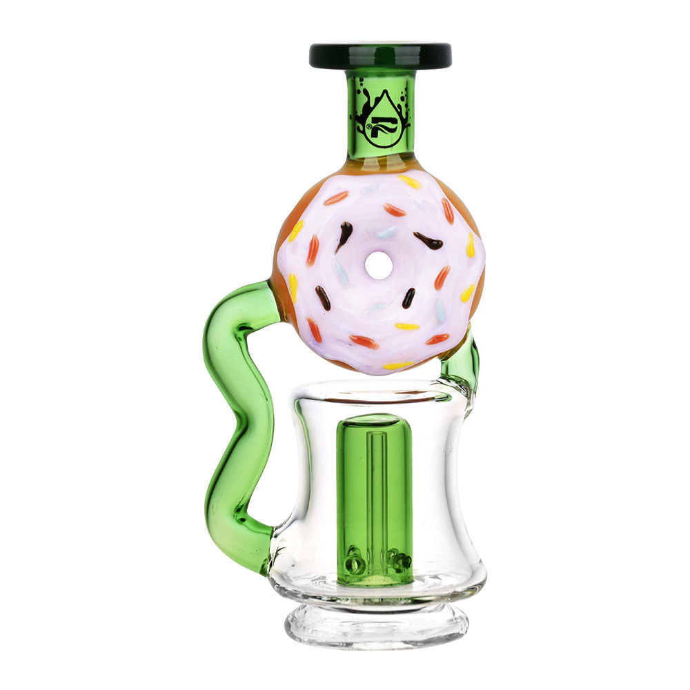Pulsar Donut Recycler Attachment in Raspberry for Puffco Peak/Pro, Front View, 5.5" with Unique Design