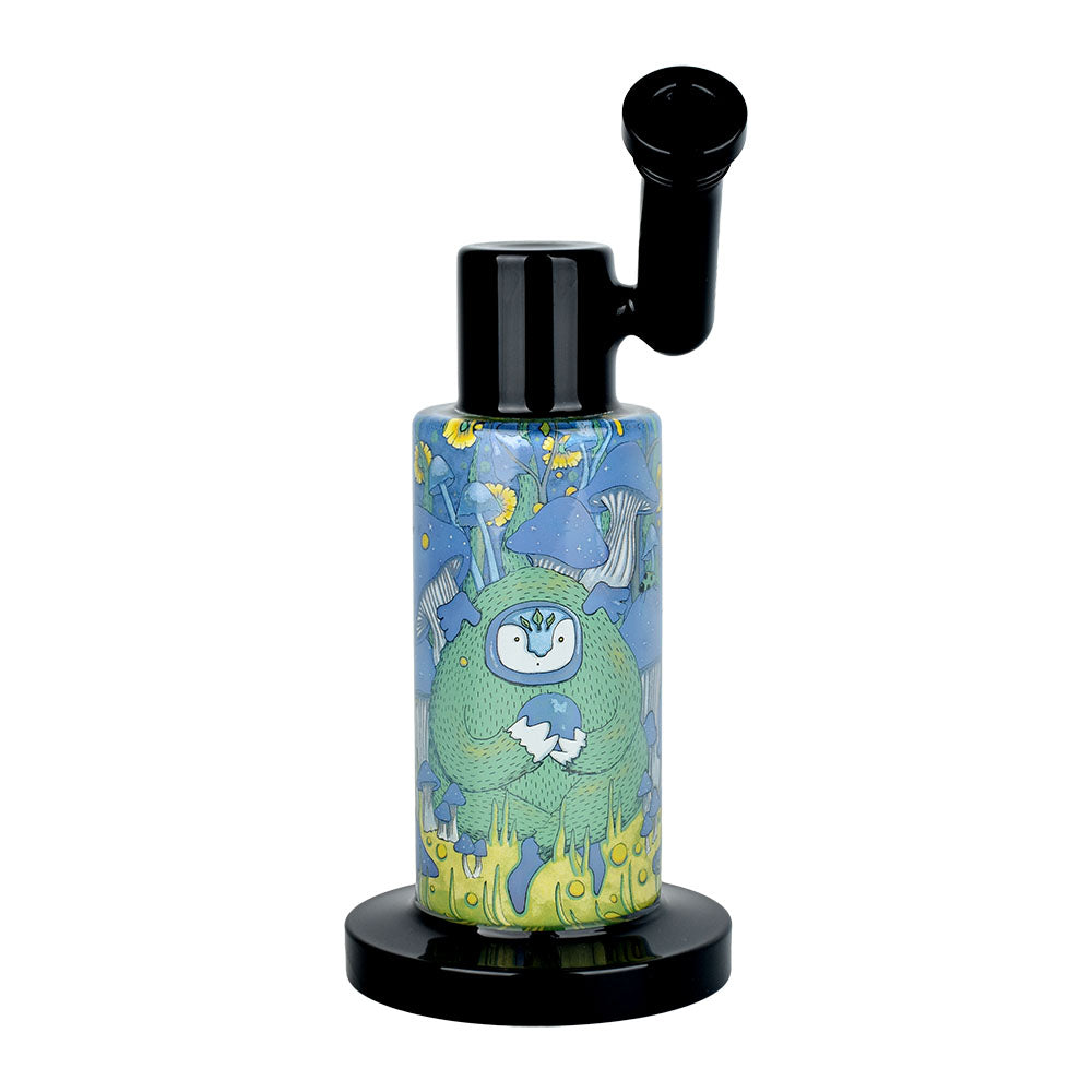 Pulsar Cosmic Delights Water Pipe with vibrant garden print, 8.5" tall, 14mm F, front view