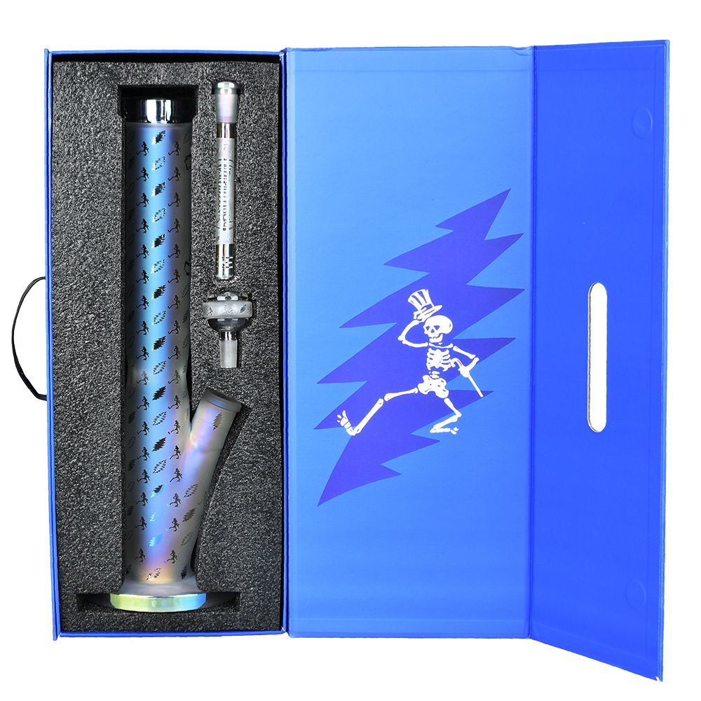 Pulsar Grateful Dead Skellies & Bolts Straight Tube Bong with Ice Catcher and 14mm Slide