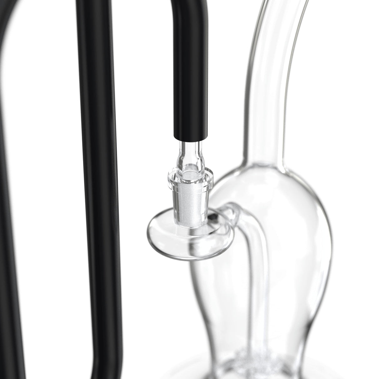 Close-up of Dr. Dabber Switch Whip Attachment Kit showing the 14mm glass connection and black tubing.