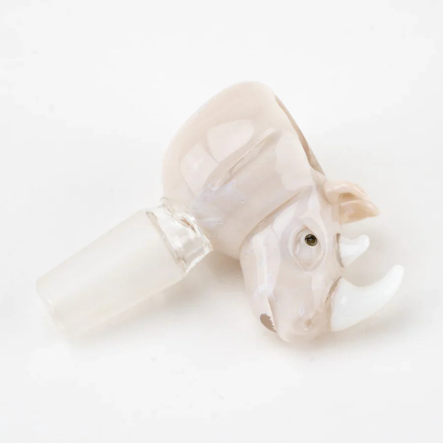Empire Glassworks White Rhino Bowl Piece, 14mm Borosilicate Glass, Angled View