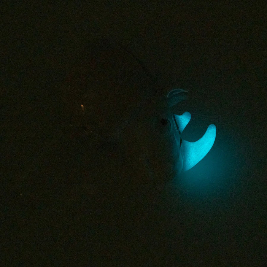 Empire Glassworks White Rhino Bowl Piece glowing in dark, 14mm Borosilicate