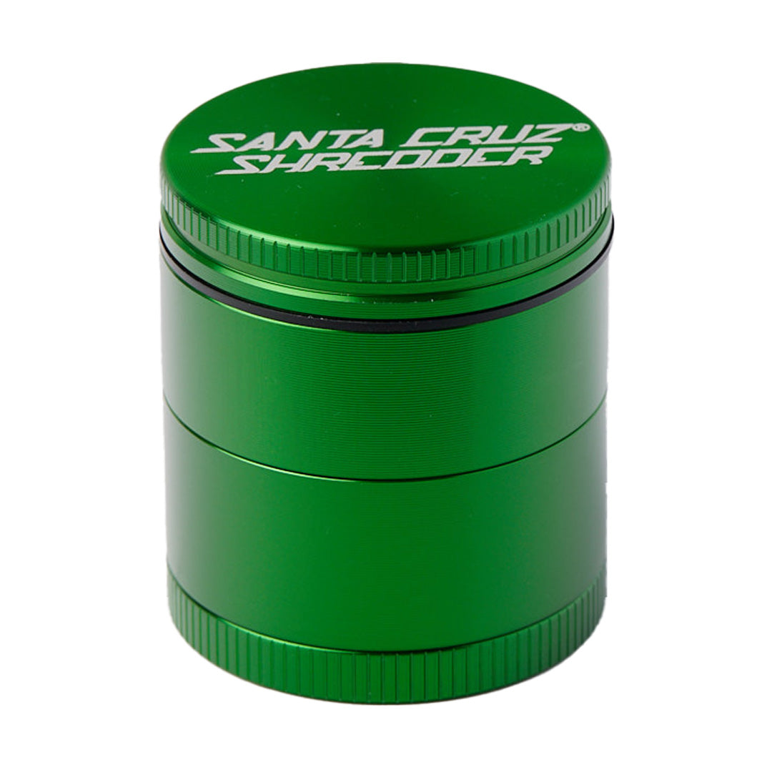 Santa Cruz Shredder Small 4 Piece Grinder in Green, Portable Aluminum Herb Grinder - Front View