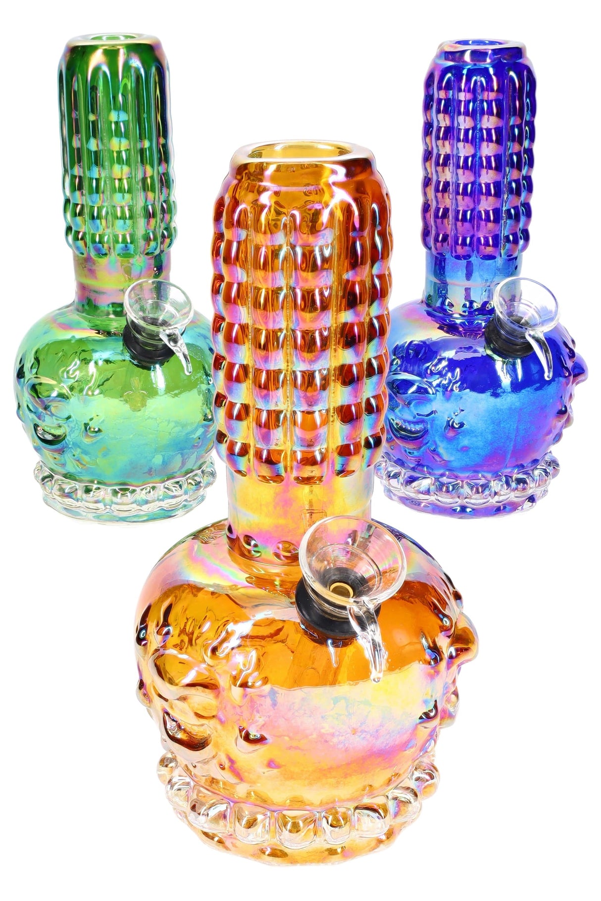 7″ Metallic Skull Beaker Bong – Ribbed Grip