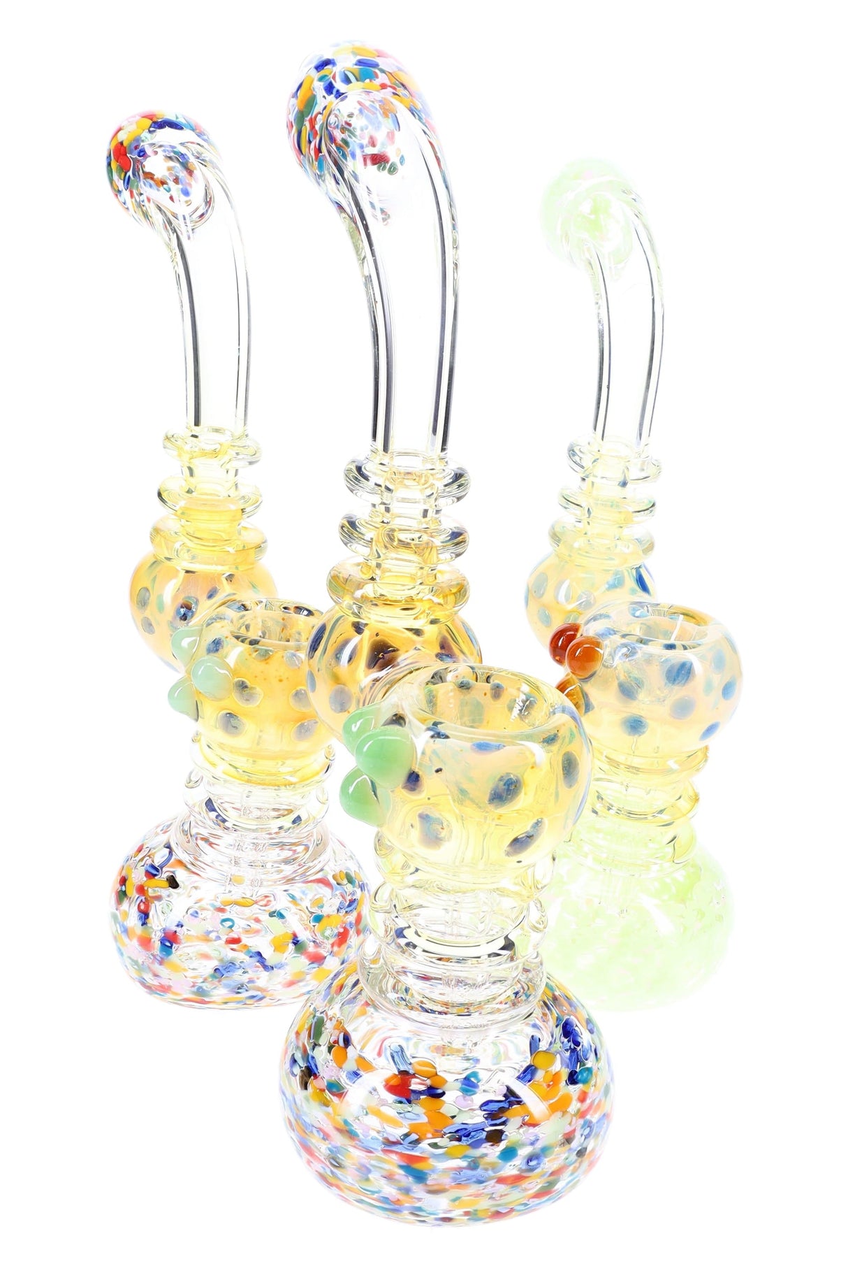 Frit Rings Glass Sherlock Bubbler “Confetti Pop” – 8.5″ – Assorted Colors