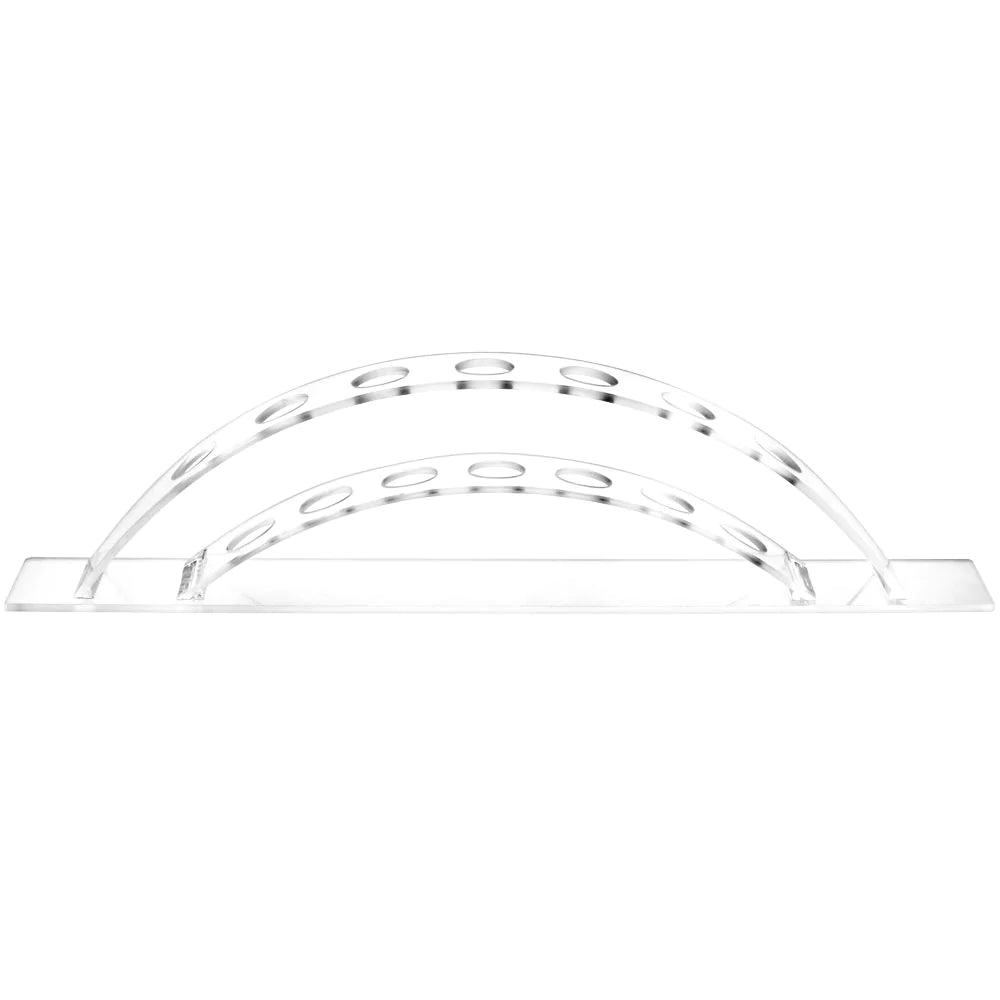 Clear Acrylic Downstem Display Stand, 12" Desktop Design, Front View, for Organizing Bongs