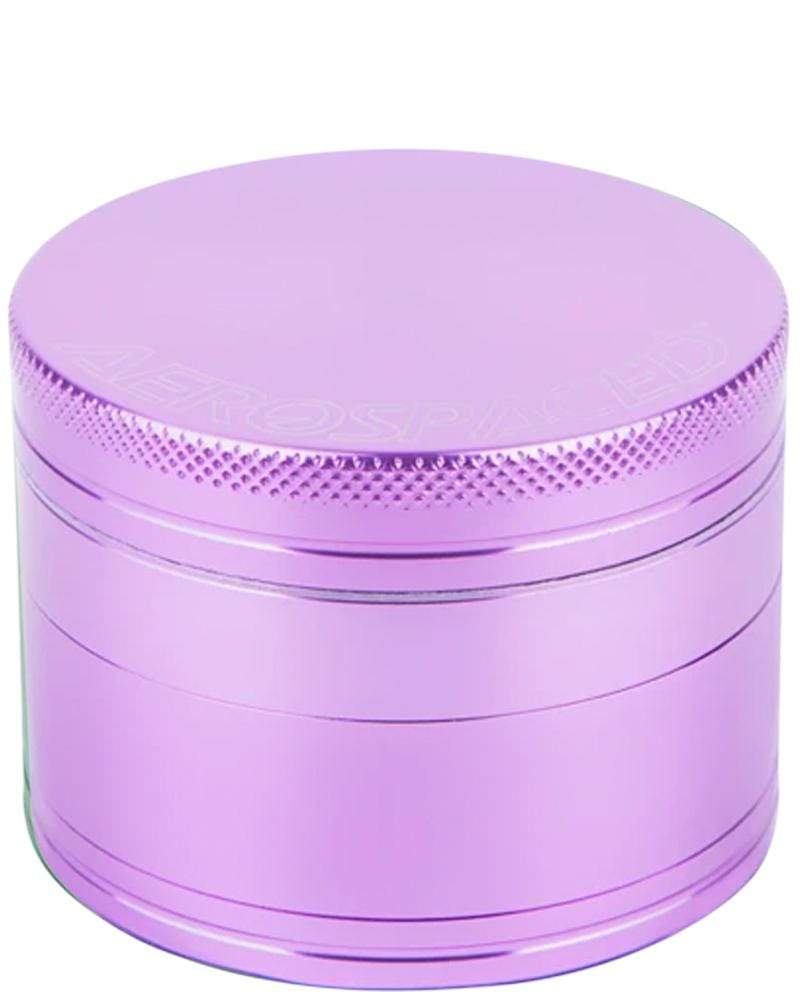 Aerospaced 4-Piece Grinder in Purple, Compact Aluminum Design, Front View