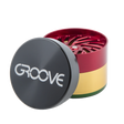 Aerospaced Groove 4-Piece Grinder in Rasta Colors - Compact Aluminum Design