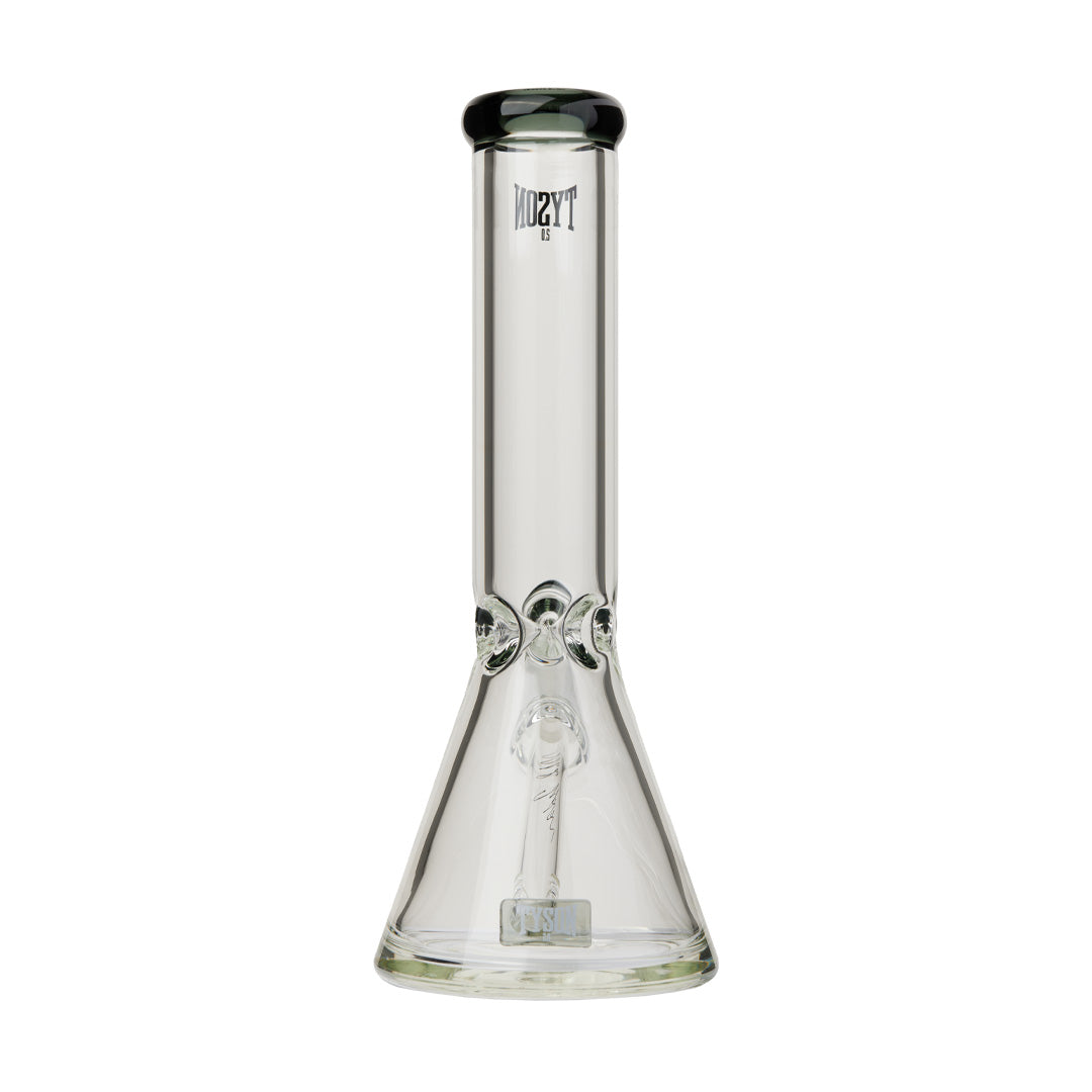 Tyson Haymaker Water Pipe - Clear Borosilicate Glass Bong with Colored Accents - Front View