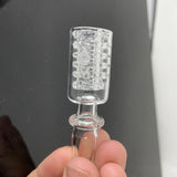 AFM Diamond 6-stack 20mm Quartz Dabber held in hand with clear details, for concentrates