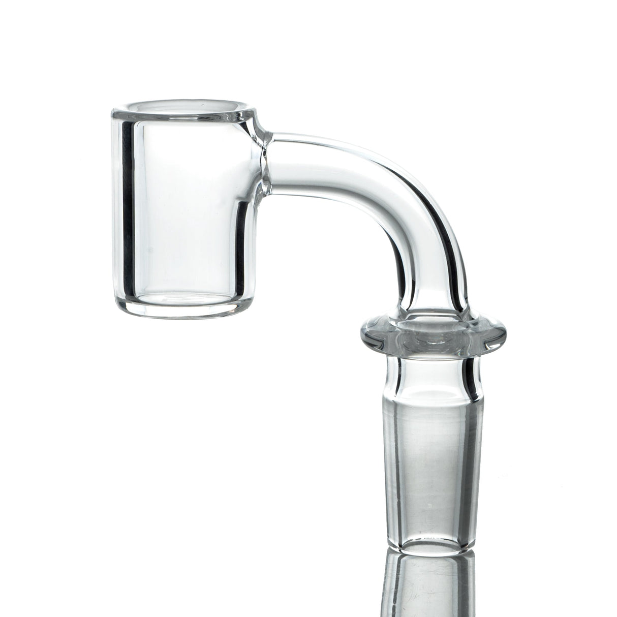 AFM Flat Top Beveled Edge Quartz Banger, 3mm thickness, 20mm diameter, side view on white background