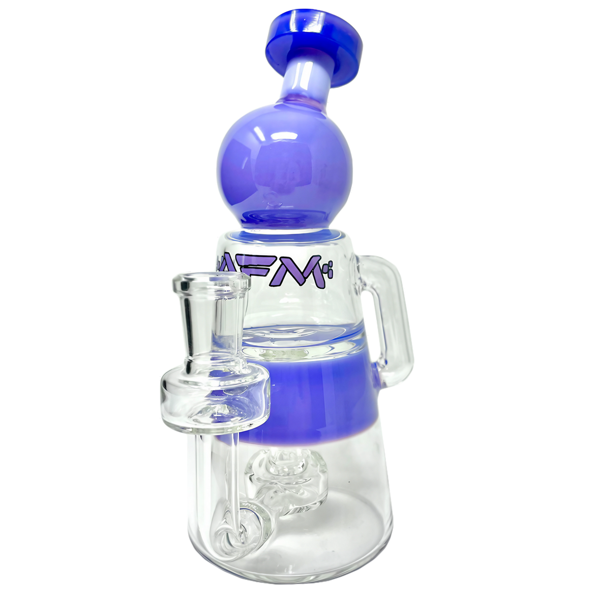 AFM Moai Recycler Dab Rig in Purple - 8" Borosilicate Glass with Bubble Design and Percolator