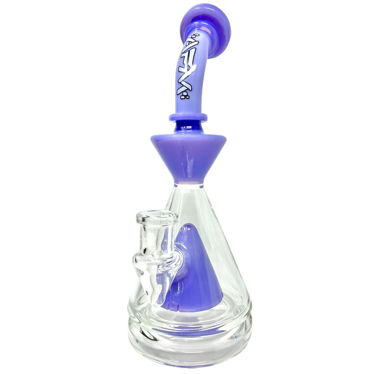 AFM Pyramid Platform Rig in Purple - 9" Tall with Slitted Pyramid Percolator and 90 Degree Joint