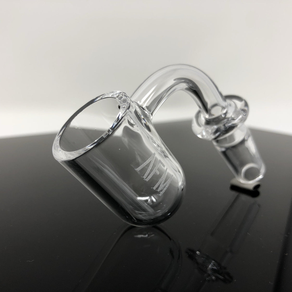 AFM Quartz Round Bottom Banger on Black, 3mm Thick 25mm Wide for Dab Rigs, Side View