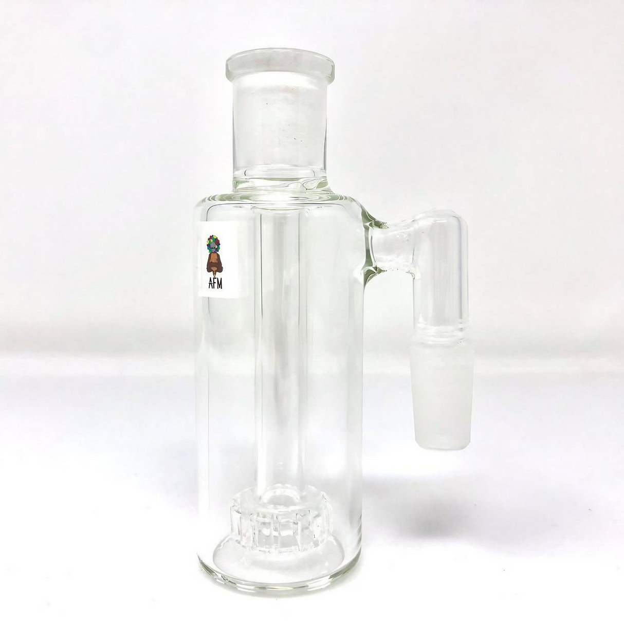 AFM - Clear Borosilicate Glass Ashcatcher with Showerhead Perc, 3'' Height, 45/90 Degree Joint