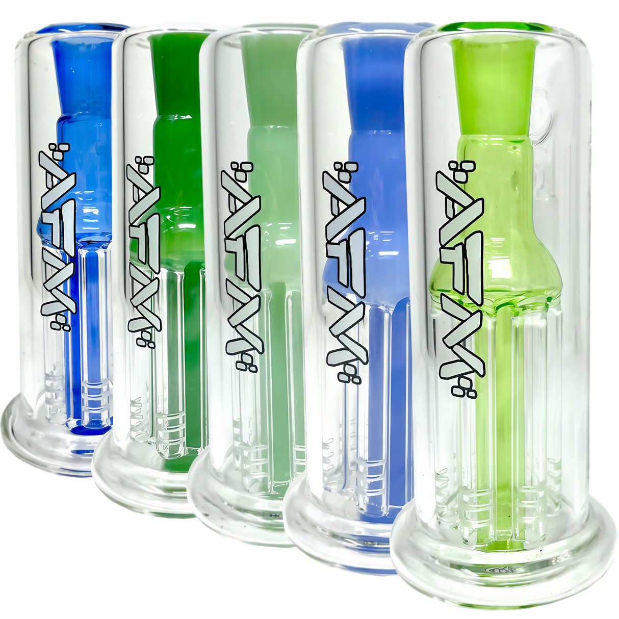 AFM - Tall Boy 6 Arm Ash-catcher 5" in various colors, front view, perfect for bong filtration