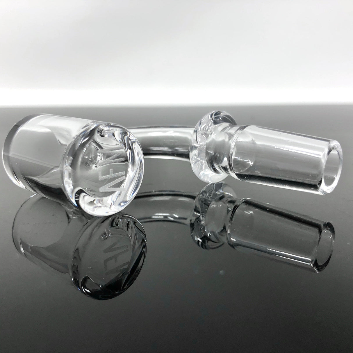 AFM Thick Bottom Quartz Bangers at 3mm x 20mm size, side view on reflective surface