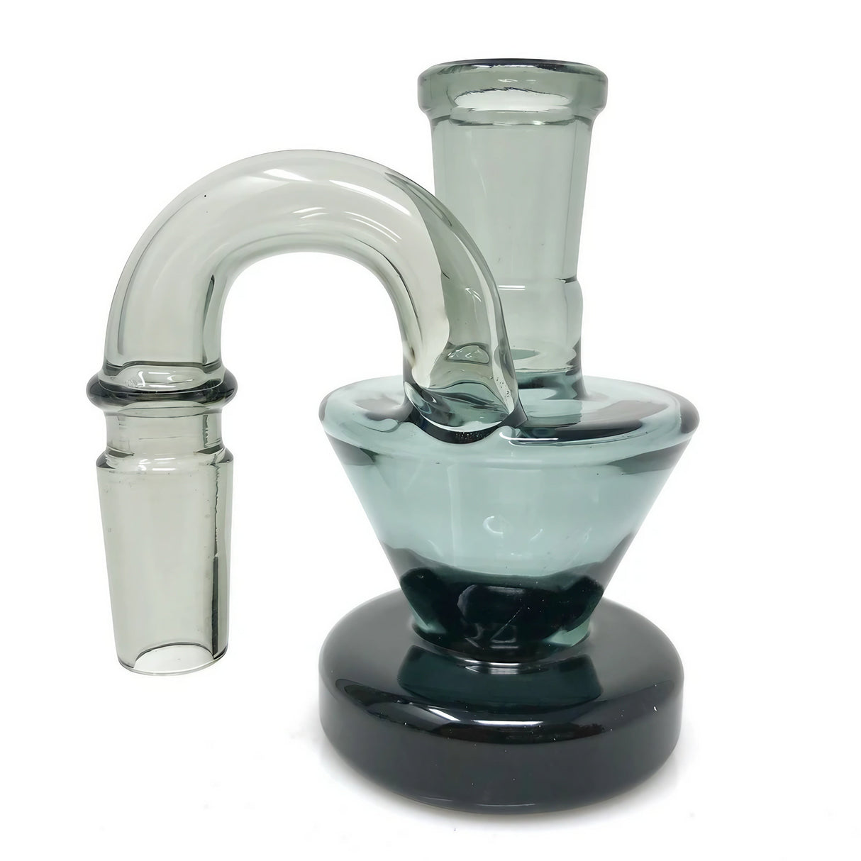 AFM 3" Upside Down Double Color Ash-Catcher, 90 Degree Joint, Borosilicate Glass, Front View