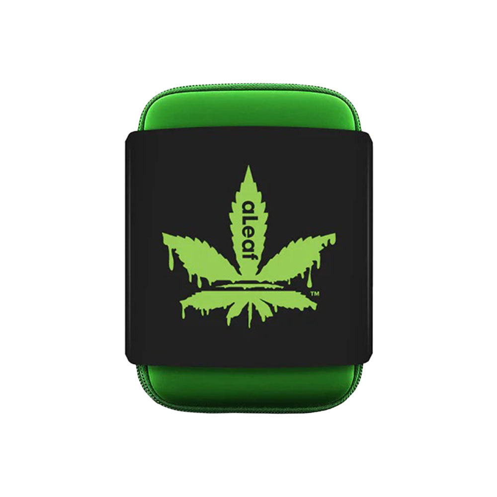 aLeaf 2-in-1 Liquid Purifier Pro, portable black dab straw and pipe combo with green accents, front view