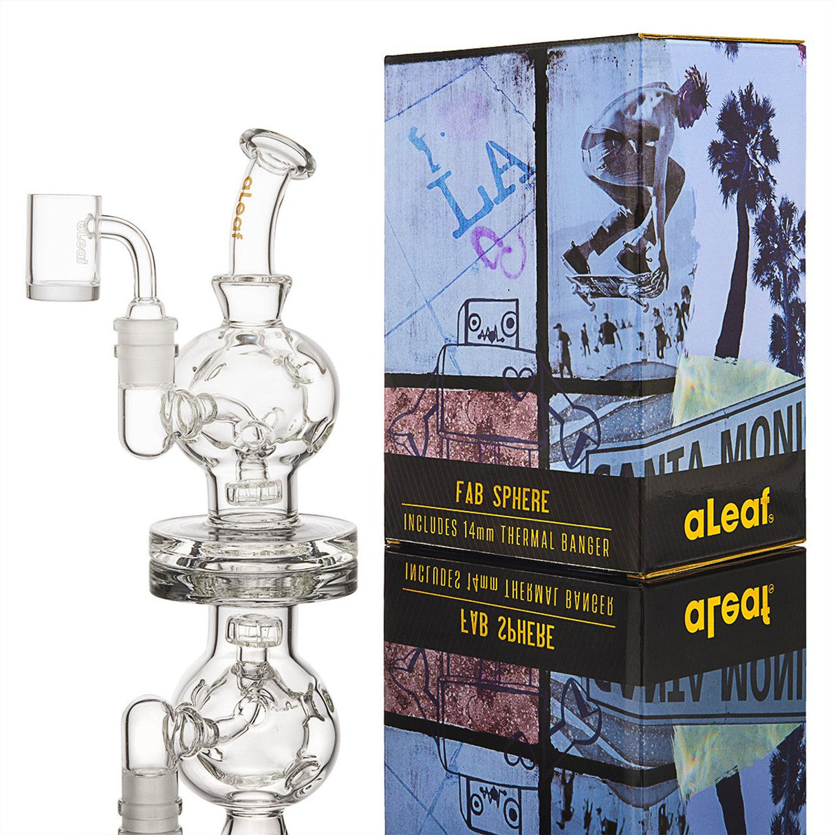 aLeaf Fab Sphere 14mm Thermal Banger for Bongs - Clear Quartz Side View