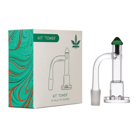 aLeaf Tower Quartz Banger Spinner Kit with 14mm Male Joint and 90 Degree Angle, Box Included