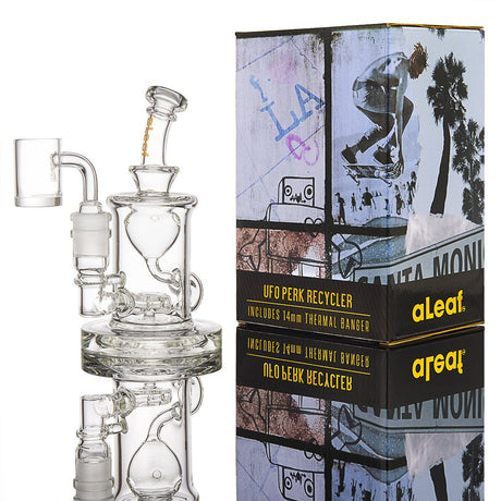 aLeaf UFO Perk Recycler Dab Rig with 14mm Thermal Banger - Clear Borosilicate Glass
