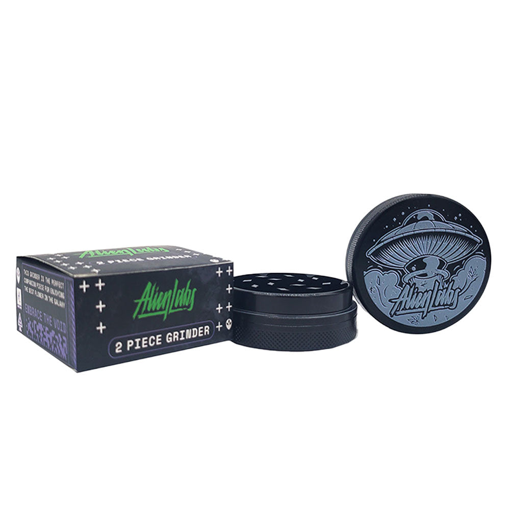 Alien Labs Aluminium Grinder in Black, 2.25" Compact 2-Piece Design with Box, USA Made