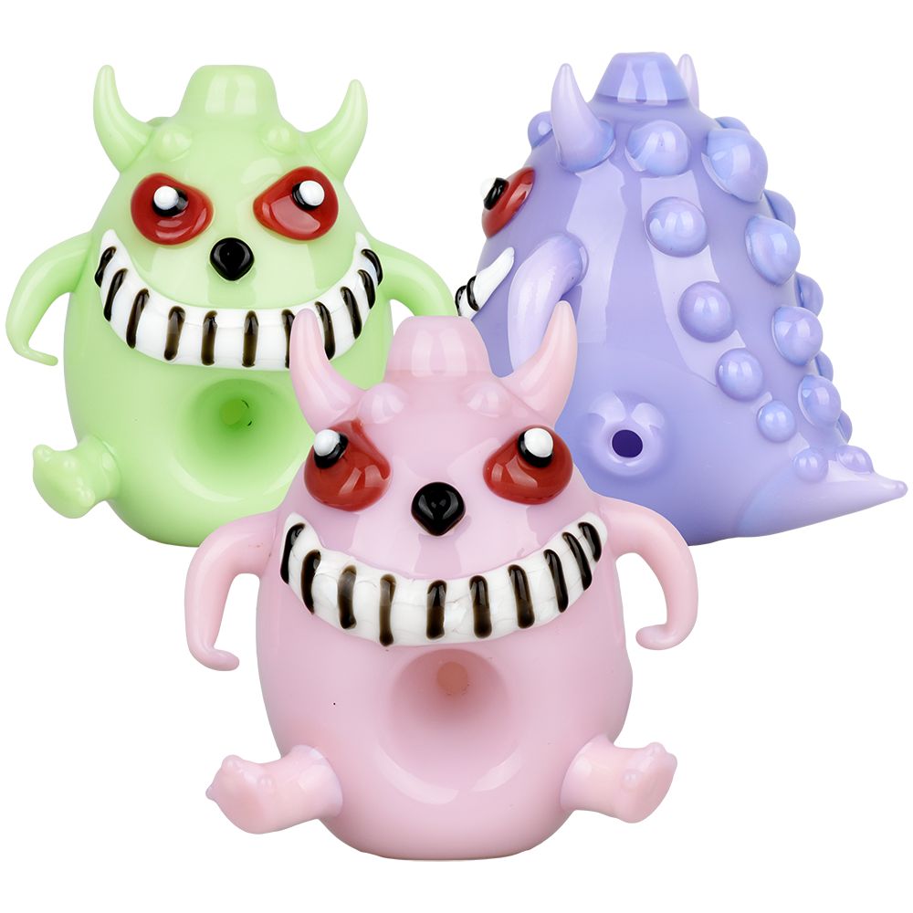 Alien Party Monster Glass Hand Pipe | 2.5" | Colors Vary