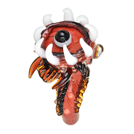 All Seeing Monster Alien Hand Pipe - 6.25" - Black and Red Borosilicate Glass - Front View