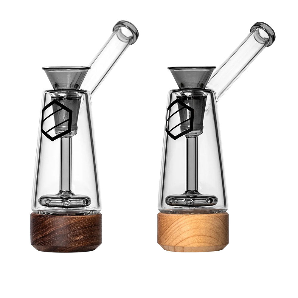 Anomaly Drift Bubbler in mixed colors, beaker design with disc percolator, 6.5" tall, side view