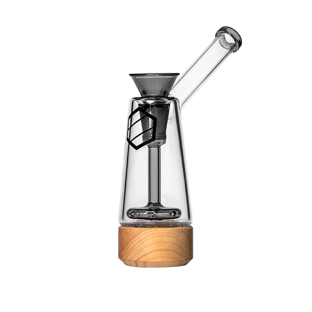 Anomaly Drift Bubbler in Smoke V2, Medium Borosilicate Glass Beaker Design with Disc Percolator, Front View