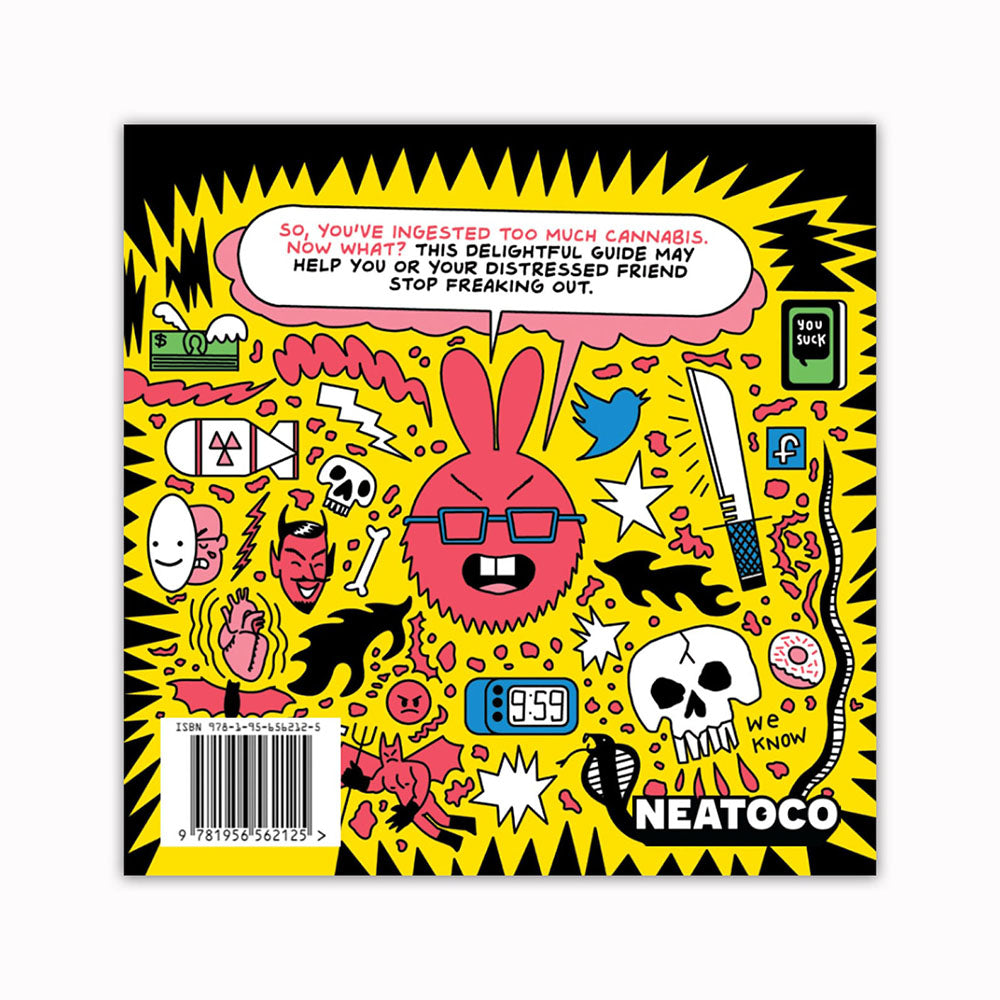 Colorful 'Are You Too High?' practical guide book front cover with vibrant cartoon design