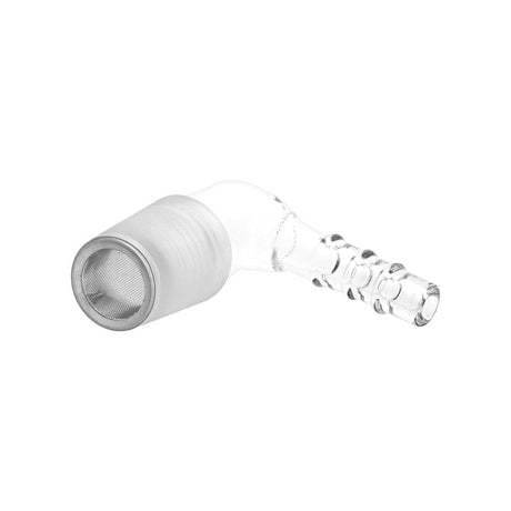 Arizer Glass Elbow Adapter, clear, compact design, for vaporizers, isolated on white background