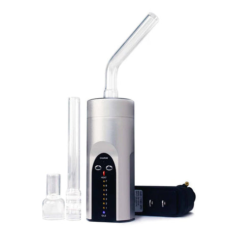 Arizer Solo Vaporizer in Silver with Borosilicate Glass Mouthpieces and Steel Body, Portable Design